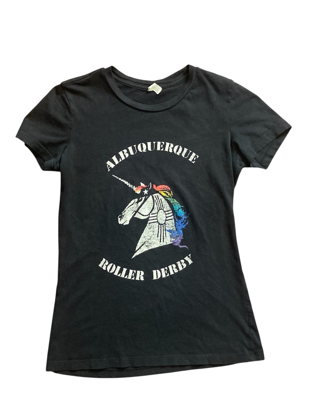 Albuquerque Roller Derby Unicorn Graphic T-Shirt Women’s Small Black